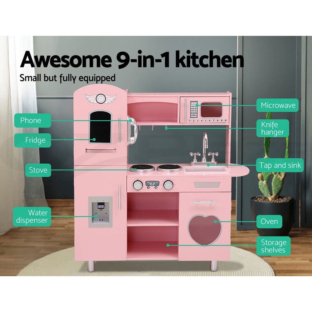 Keezi Kids Wooden Kitchen Set Pretend Play Kitchen Toys Cooking Children Girl