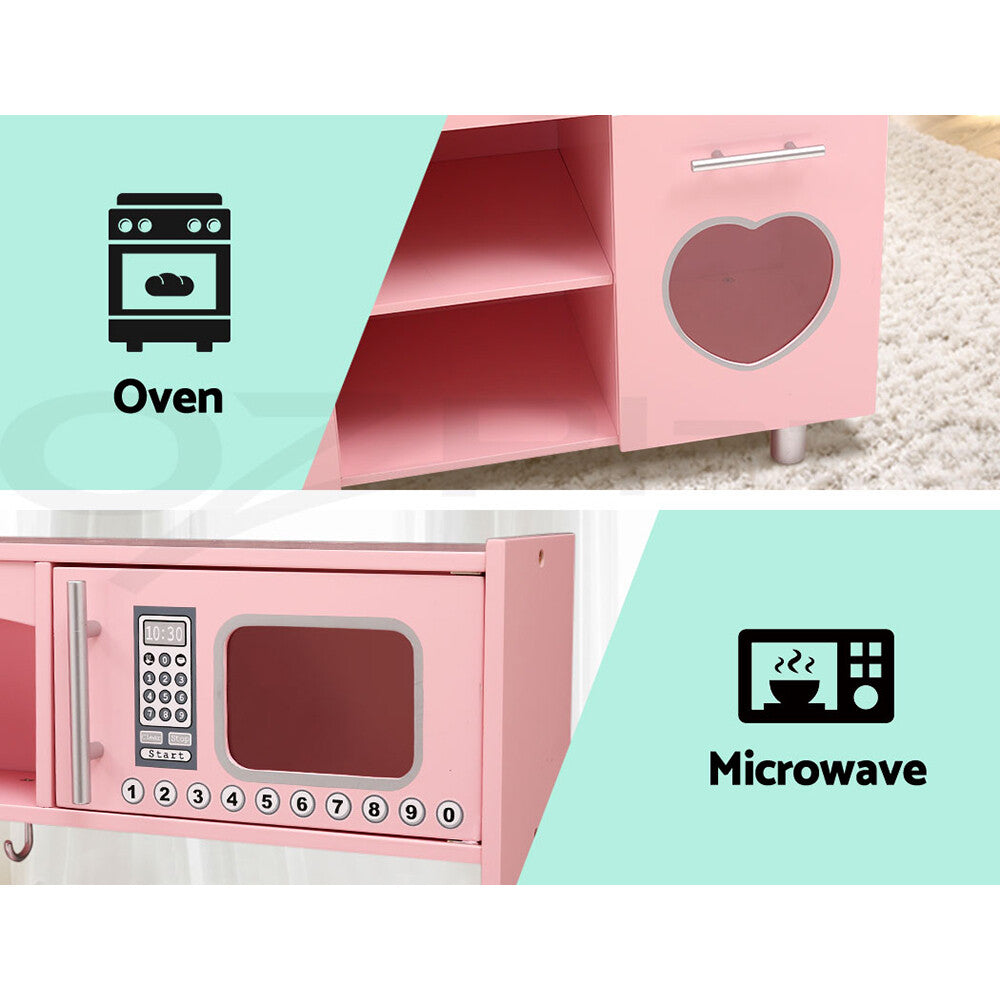 Keezi Kids Wooden Kitchen Set Pretend Play Kitchen Toys Cooking Children Girl