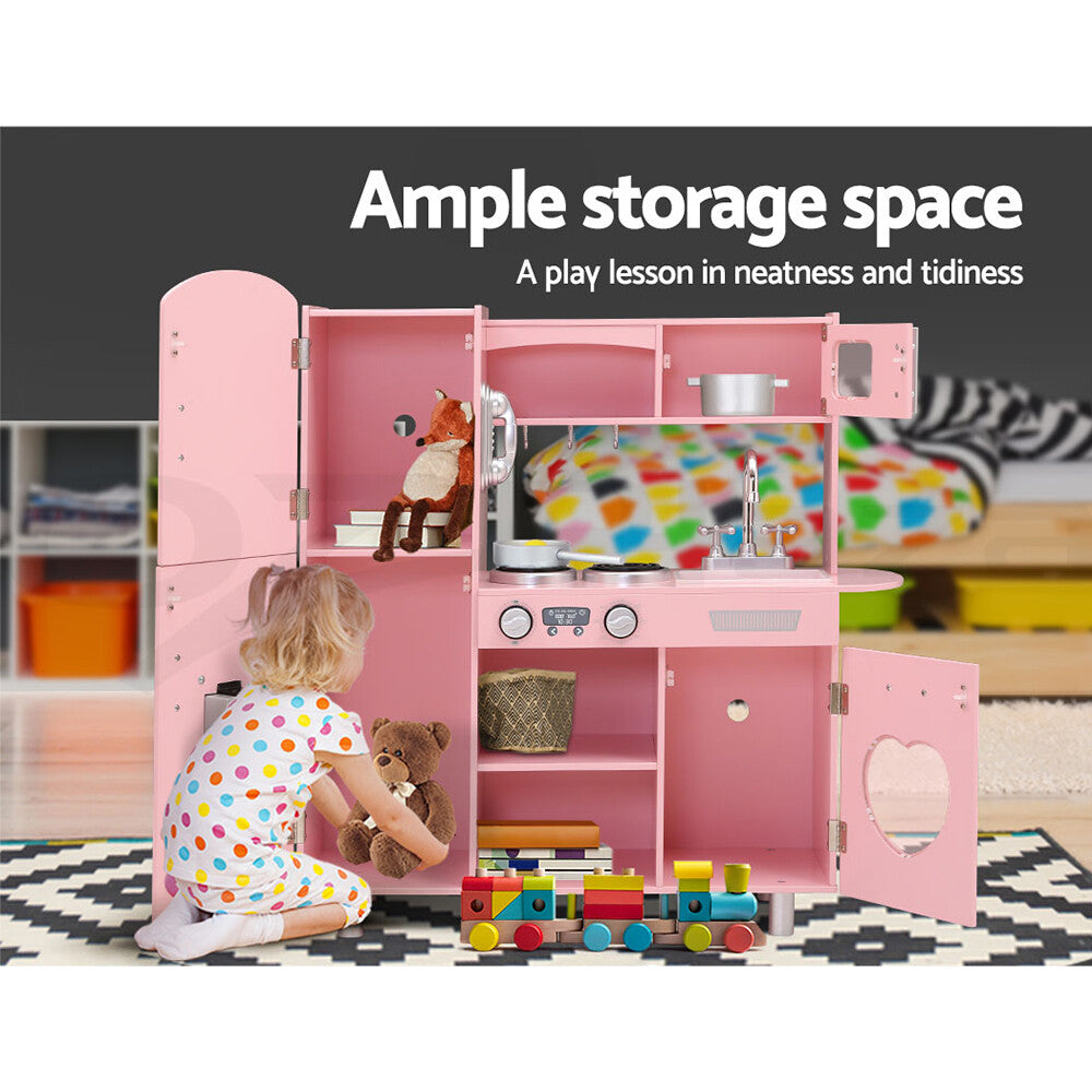 Keezi Kids Wooden Kitchen Set Pretend Play Kitchen Toys Cooking Children Girl